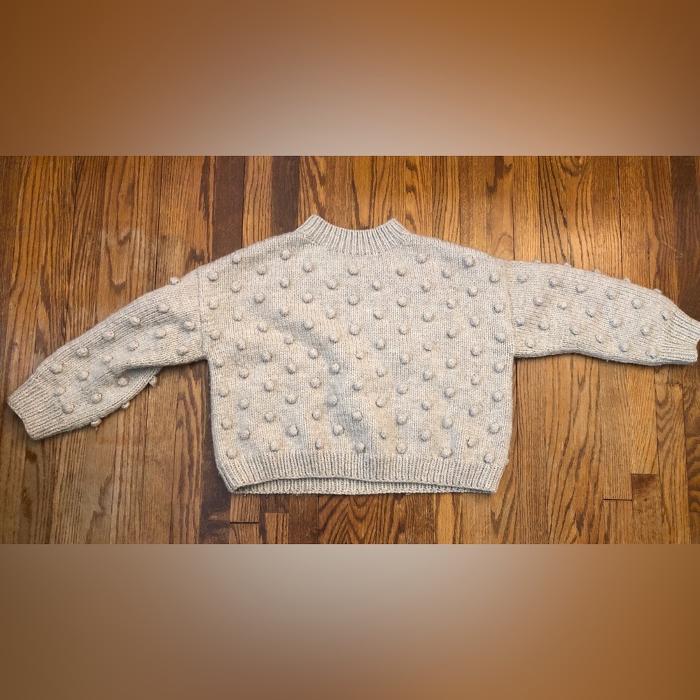 Misha And Puff Popcorn Sweater, Highland Wool in Oyster, Size 1